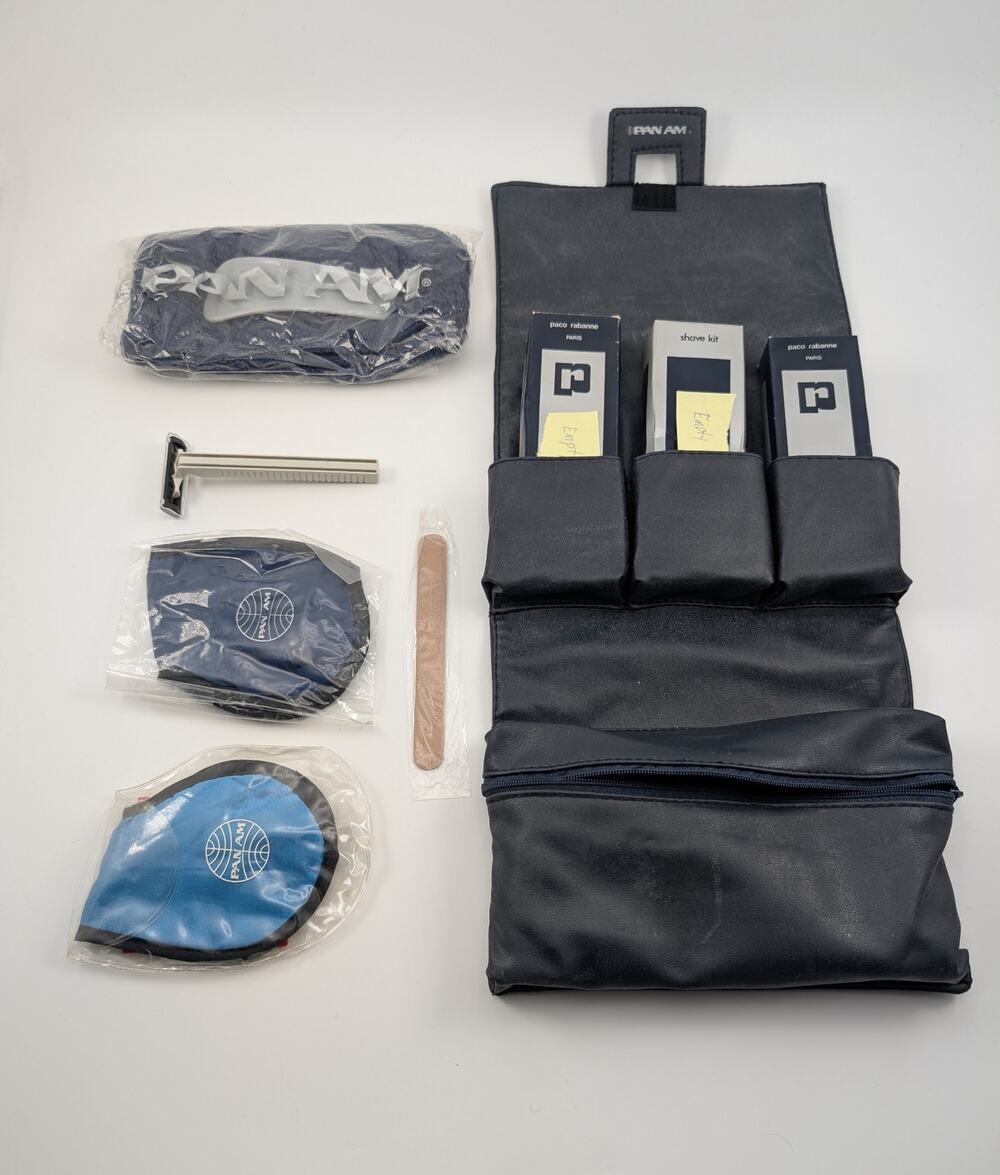 VTG Pan Am Airways Toiletry Bag - First Class Amenity Kit w/ some Amenities READ